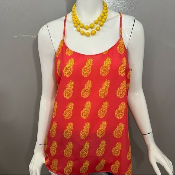 J-Crew Coral and Yellow Pineapple Racer Back Tank - 10 - Picture 3 of 11